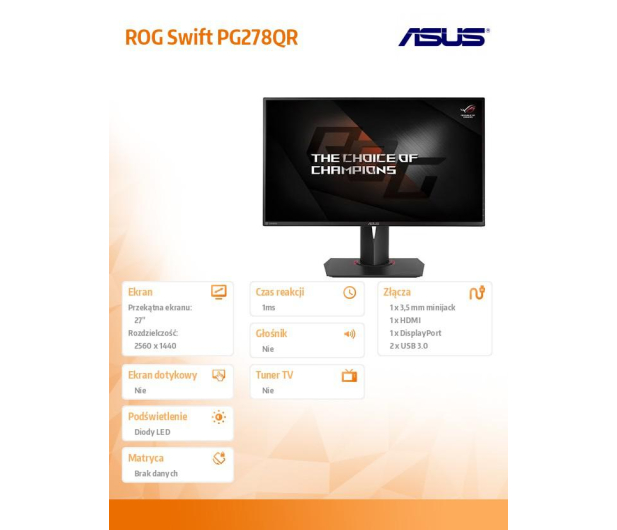ASUS 27'' ROG Swift PG278QR 90LM00U3-B01370 Czarny - 1442855 - zdjęcie 2